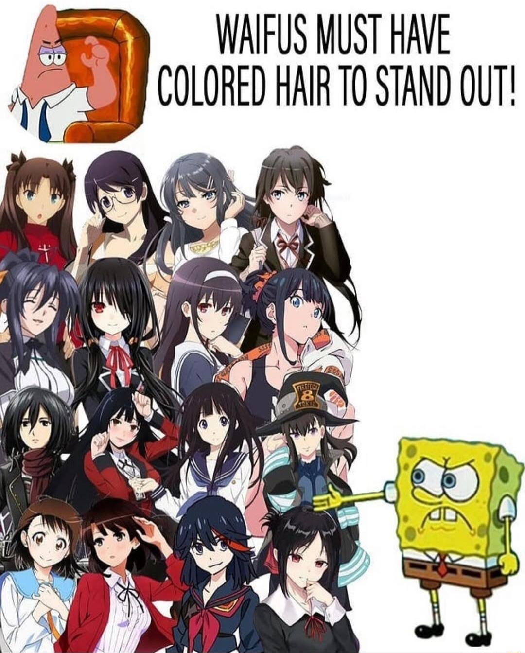 WAIFUS MUST HAVE COLORED HAIR TO STAND OUT