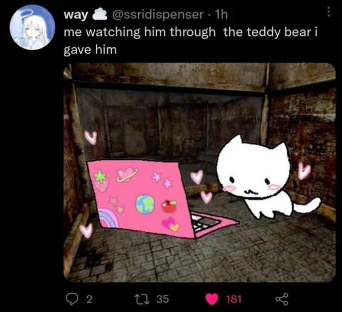 way ssri nser 1h me watching him through the teddy bear i RV d 1y 58