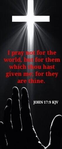 I pray not for the world, but for them which thou hast given me; for they are thine. JOHN 17:9 KJV