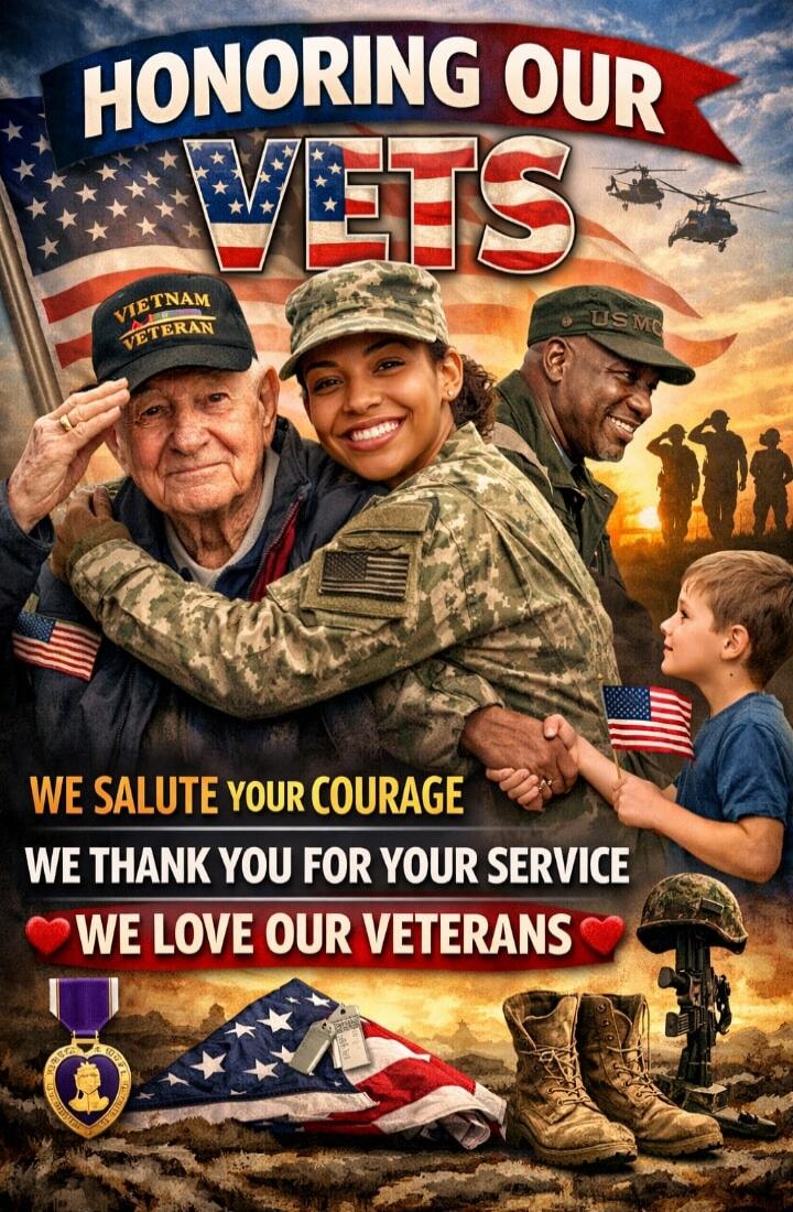 HONORING OUR VETS VIETNAM VETERAN USMC WE SALUTE YOUR COURAGE WE THANK YOU FOR YOUR SERVICE WE LOVE OUR VETERANS