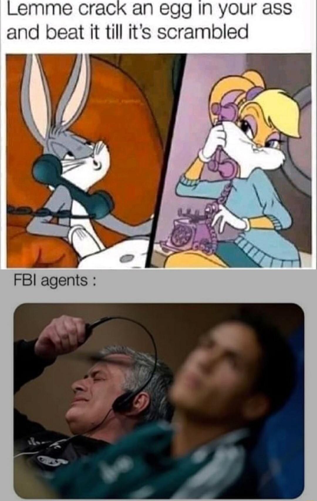 Lemme crack an egg In your ass and beat it till its scrambled FBI agents