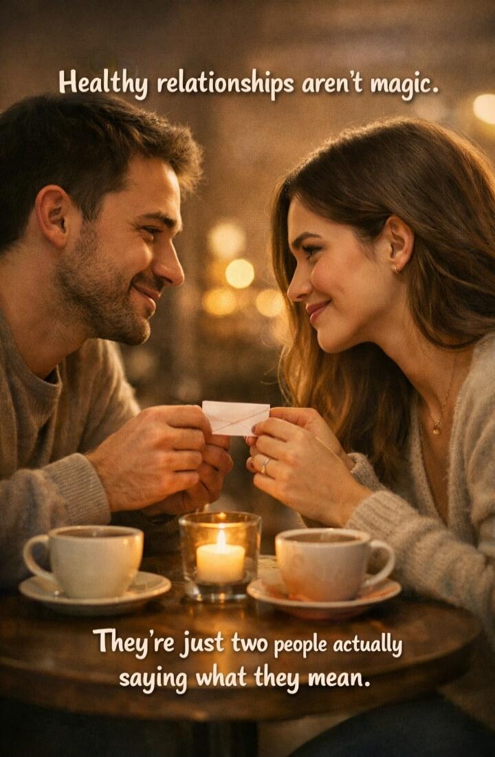 Healthy relationships aren't magic. They're just two people actually saying what they mean.