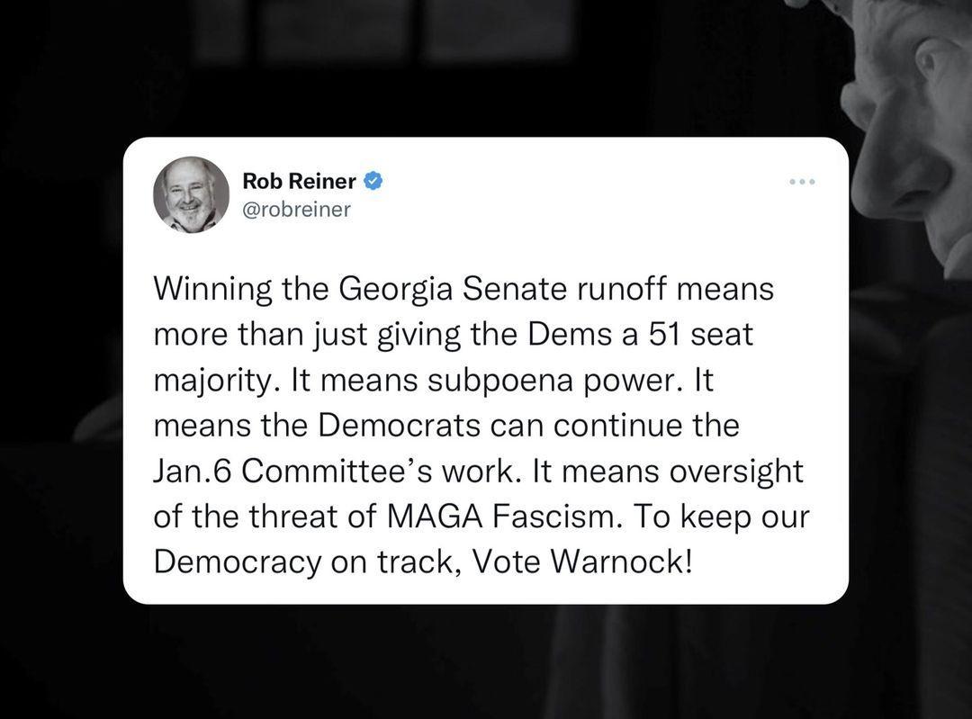 ol Raner Winning the G Senate runoff means a51seat It means subpoena power It ans the Democrats can continue the Jan6 Committees work It m of the threat of MAGA Fascism To keep our Demacracy on track Vote Warnock