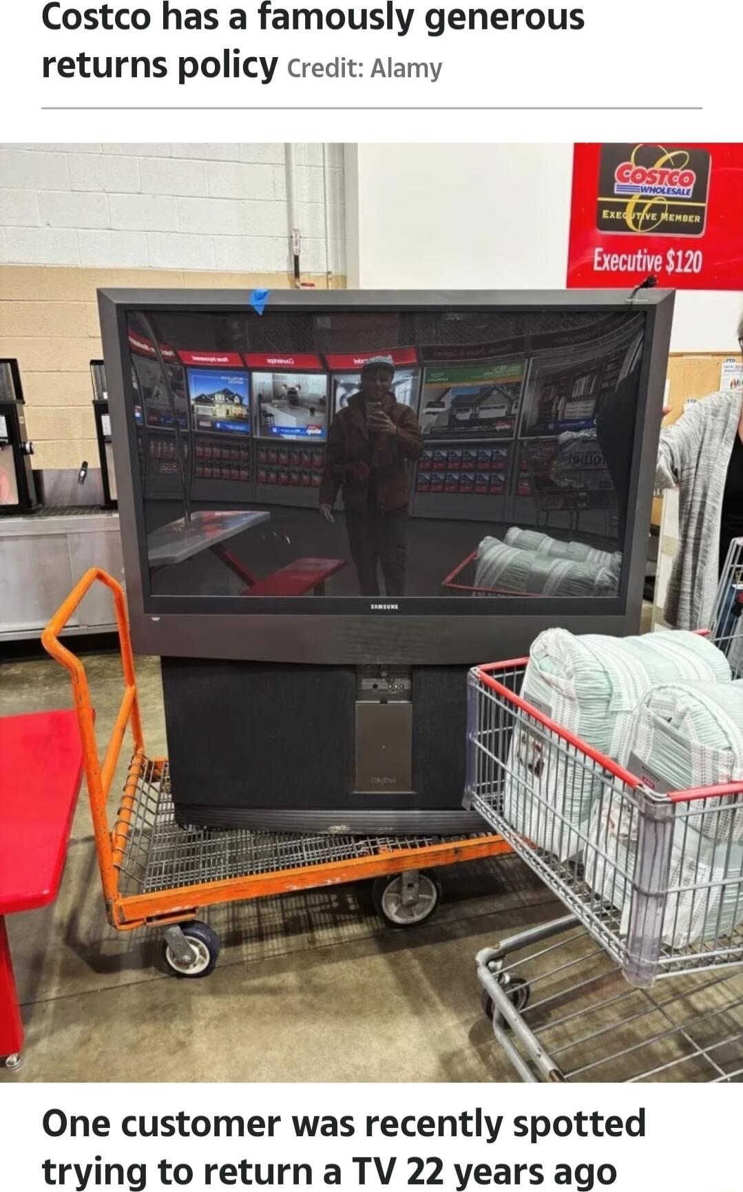 Costco has a famously generous returns policy credit Alamy One customer was recently spotted trying to return a TV 22 years ago