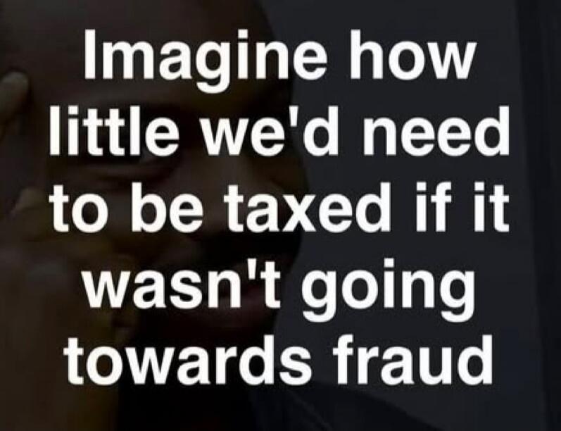 Imagine how little we'd need to be taxed if it wasn't going towards fraud