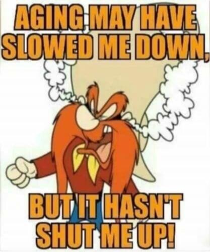 AGING MAY HAVE SLOWED ME DOWN, BUT IT HASN'T SHUT ME UP!
