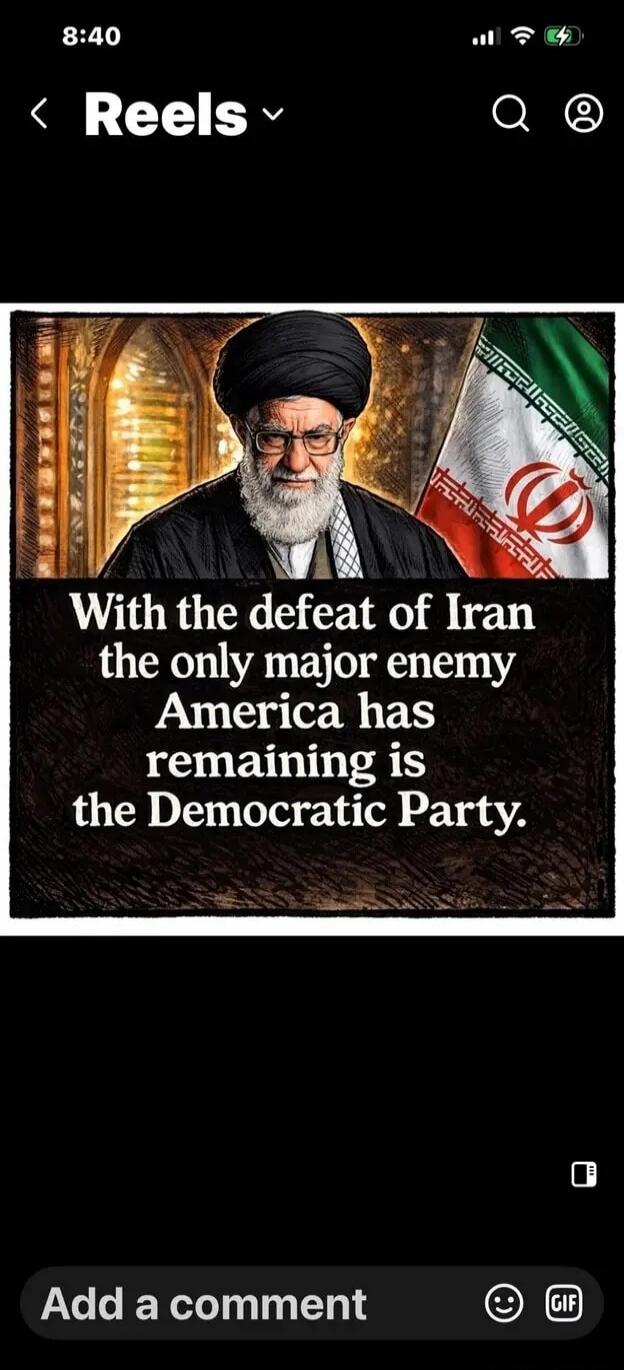 With the defeat of Iran the only major enemy America has remaining is the Democratic Party.