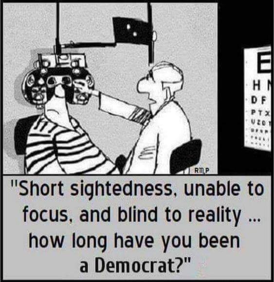 Short sightedness, unable to focus, and blind to reality ... how long have you been a Democrat?
