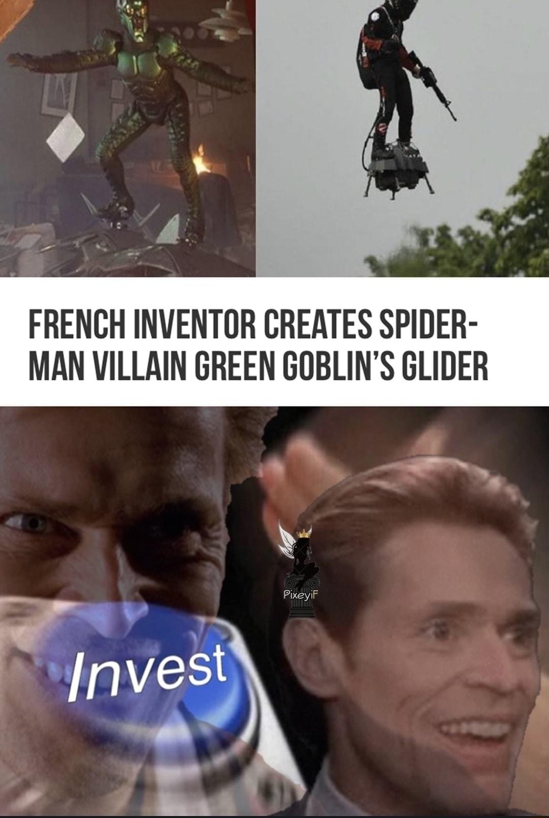 FRENCH INVENTOR CREATES SPIDER MAN VILLAIN GREEN GOBLINS GLIDER