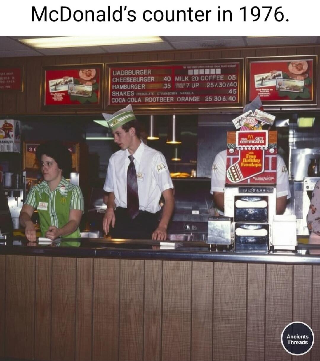 McDonald's counter in 1976.