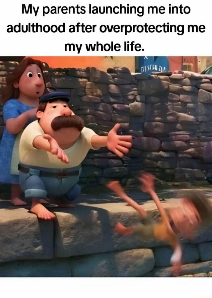 My parents launching me into adulthood after overprotecting me my whole life.