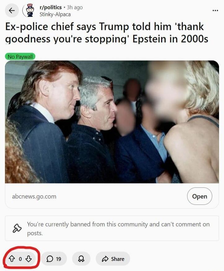 Ex-police chief says Trump told him 'thank goodness you're stopping' Epstein in 2000s