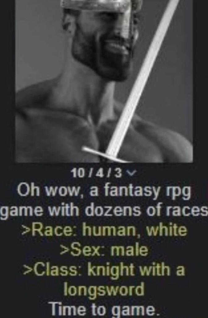 10413v 0L AU AR ELIETIE G T game with dozens of races bl 2 Tl TV To MR T Sex male Class knight with a longsword M CR O S