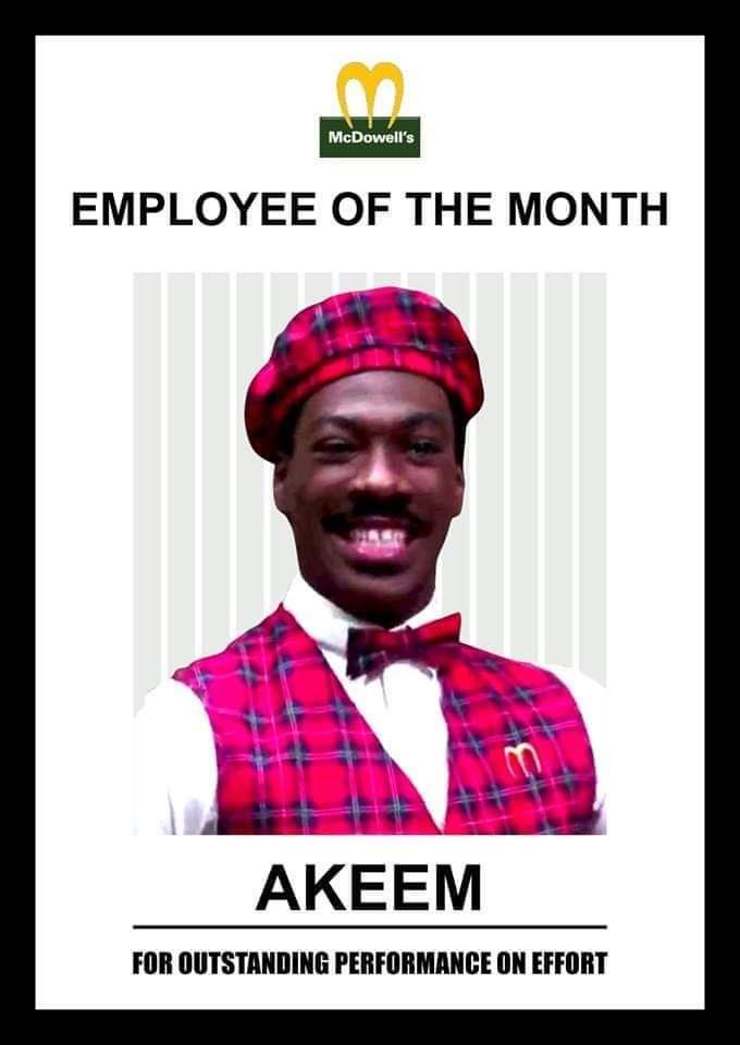 EMPLOYEE OF THE MONTH FOR OUTSTANDING PERFORMANCE ON EFFORT