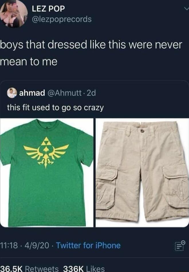 55 LezPoP 1 W lezpoprecords boys that dressed like this were never mean to me ahmad Ahmutt 2d this fit used to go so crazy 1118 4920 Twitter for iPhone 2 368K Retweets 336K ikes