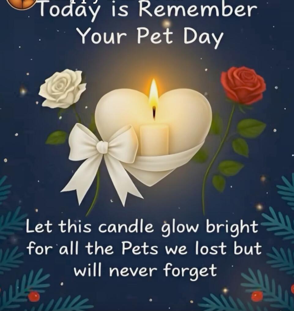 Today is Remember Your Pet Day
Let this candle glow bright for all the Pets we lost but will never forget