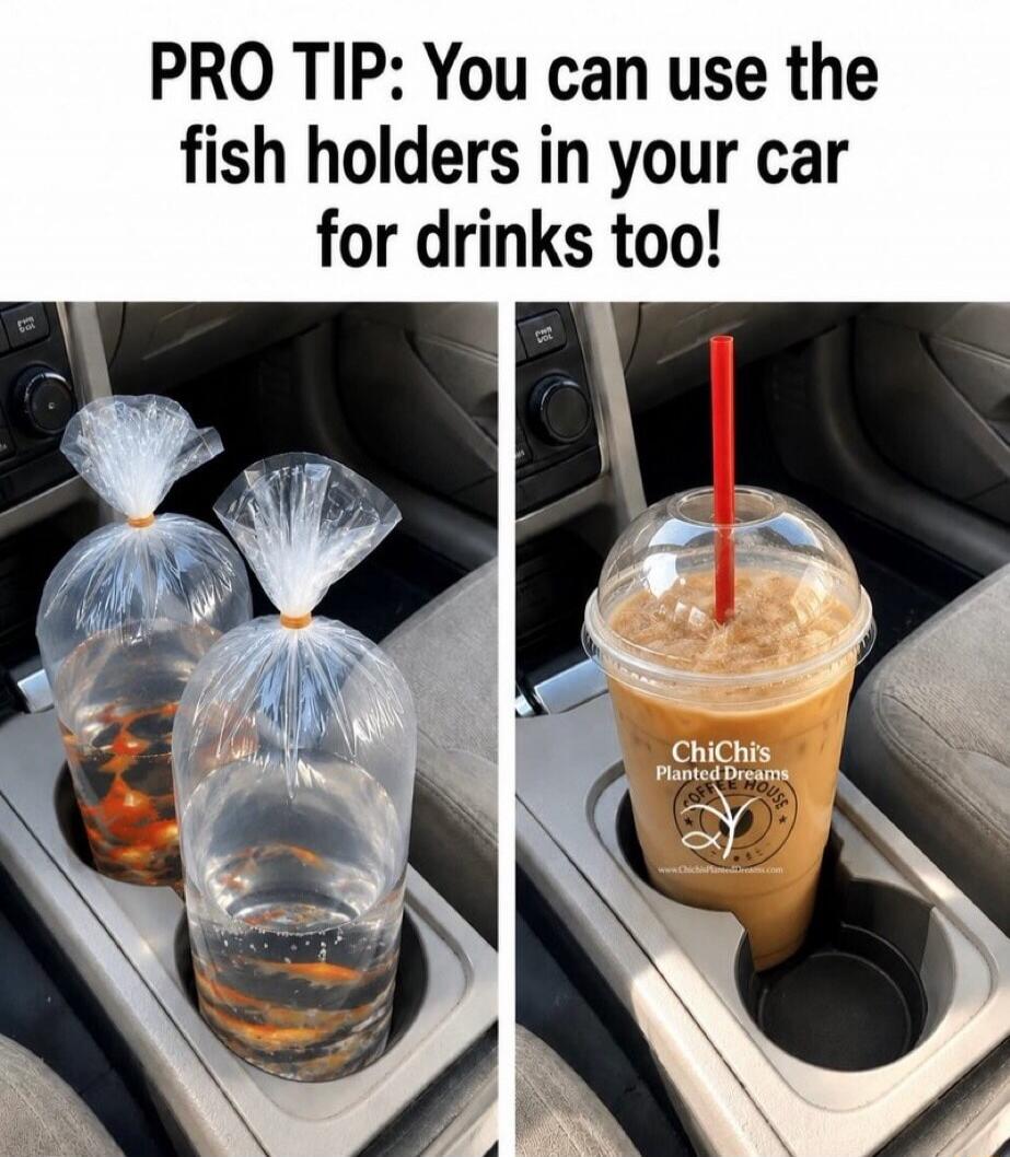 PRO TIP: You can use the fish holders in your car for drinks too!