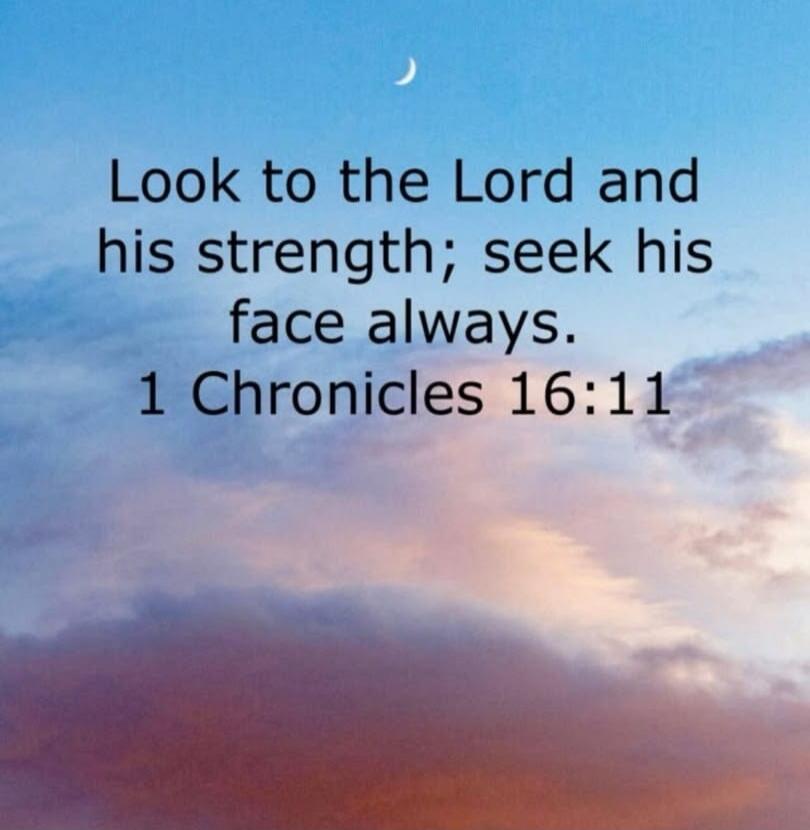 Look to the Lord and his strength; seek his face always. 1 Chronicles 16:11