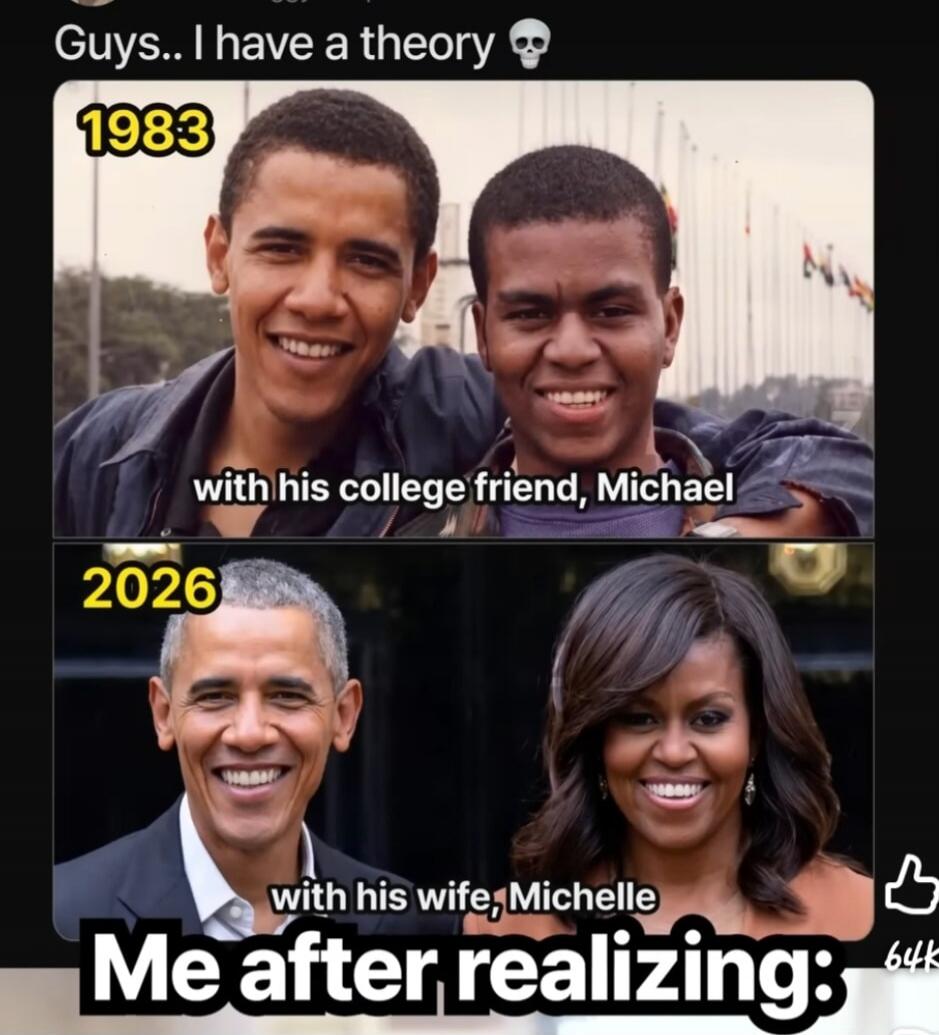 Guys.. I have a theory 1983 with his college friend, Michael 2026 with his wife, Michelle Me after realizing: