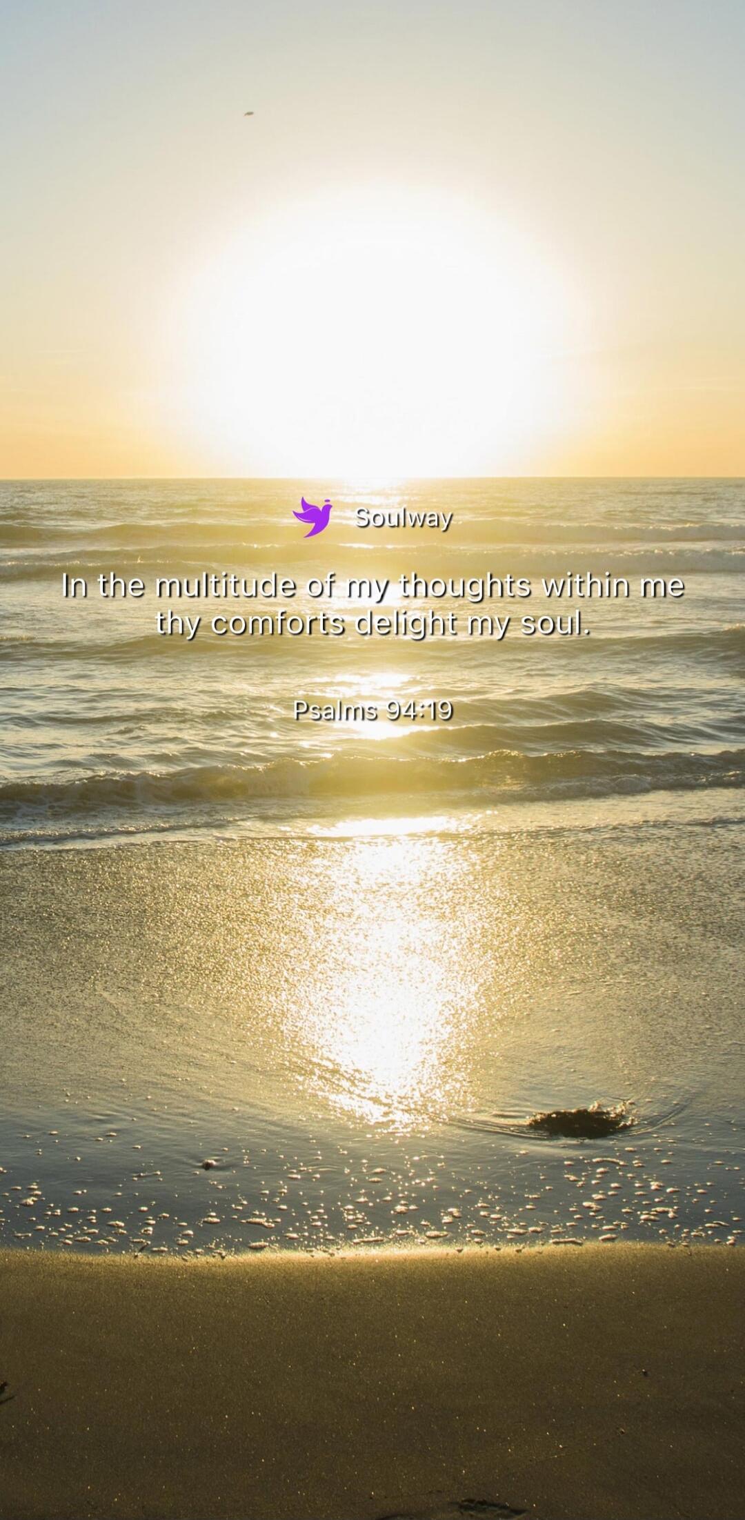 Soulway In the multitude of my thoughts within me thy comforts delight my soul. Psalms 94:19