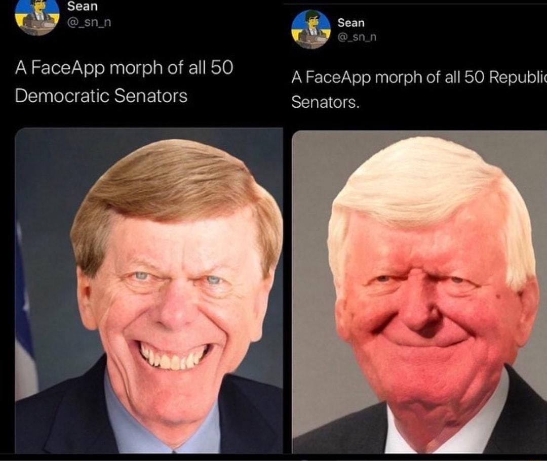 Sean _sn_n Sean _sn_n A FaceApp morph of all 50 AN TelYaVoloRaalol o a Rol fF RSTON R EToTU o 1T Democratic Senators Senators