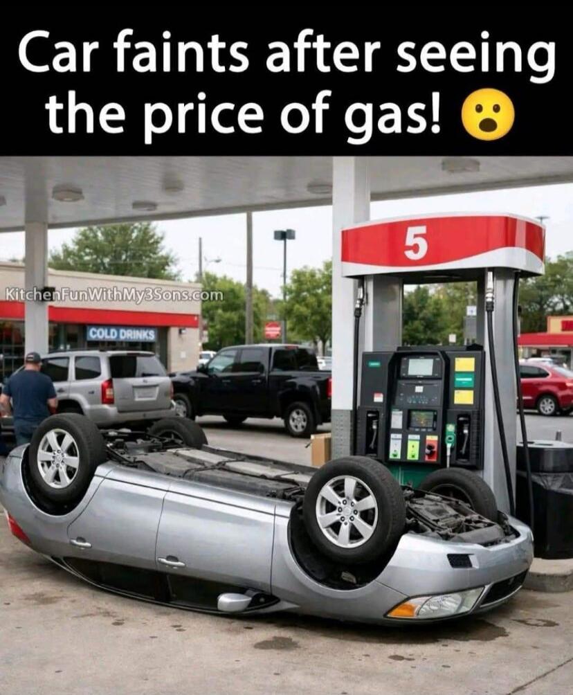 Car faints after seeing the price of gas! 😮 KitchenFunWithMy3Sons.com COLD DRINKS 5