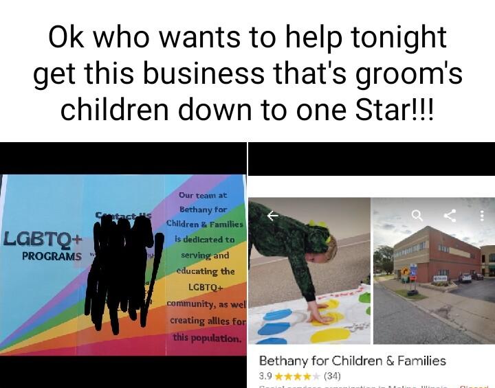 Ok who wants to help tonight get this business thats grooms children down to one Star Bethany for Children Farmifies