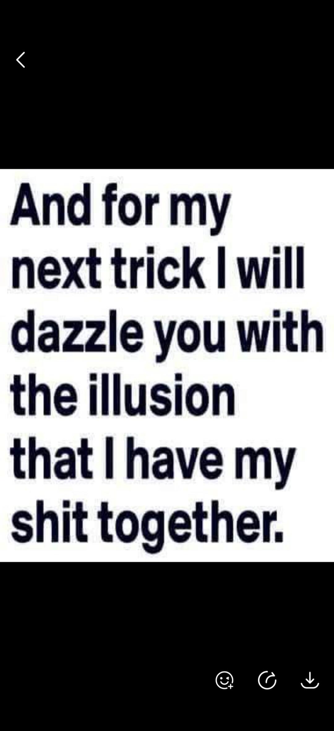 And for my next trick I will dazzle you with the illusion that I have my shit together.