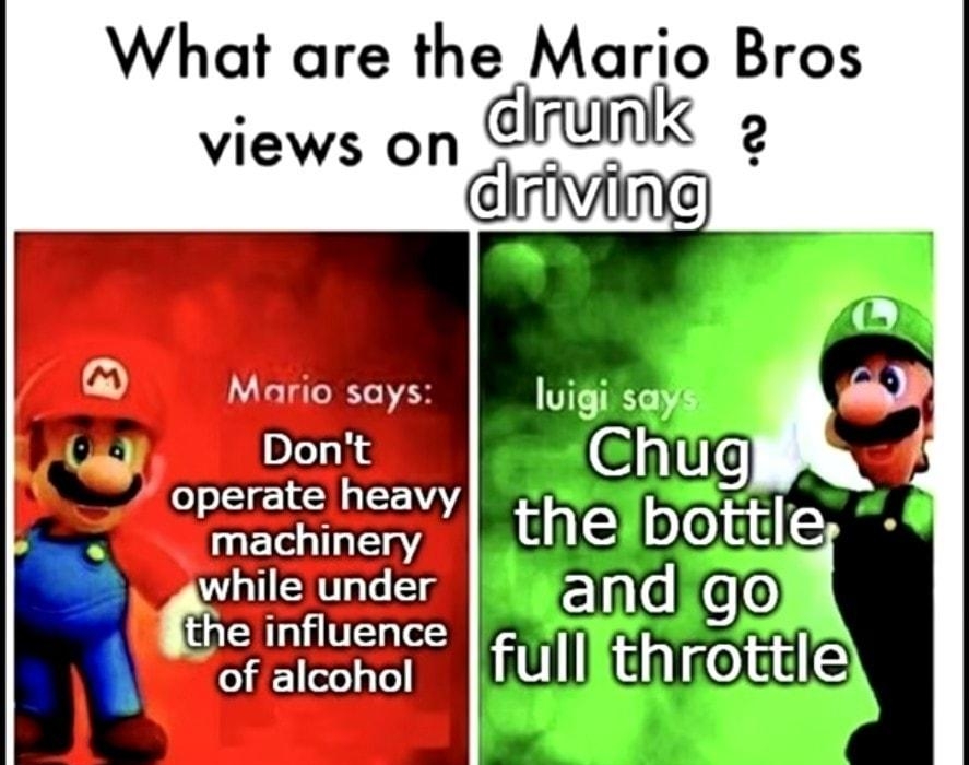 What are the Muriyo Bros views on 2 Mario says luigi say8 Dont Chig te hi g P achiney thelbattle while under e ef k jthe 1il e nnaence ful IEh Gottle