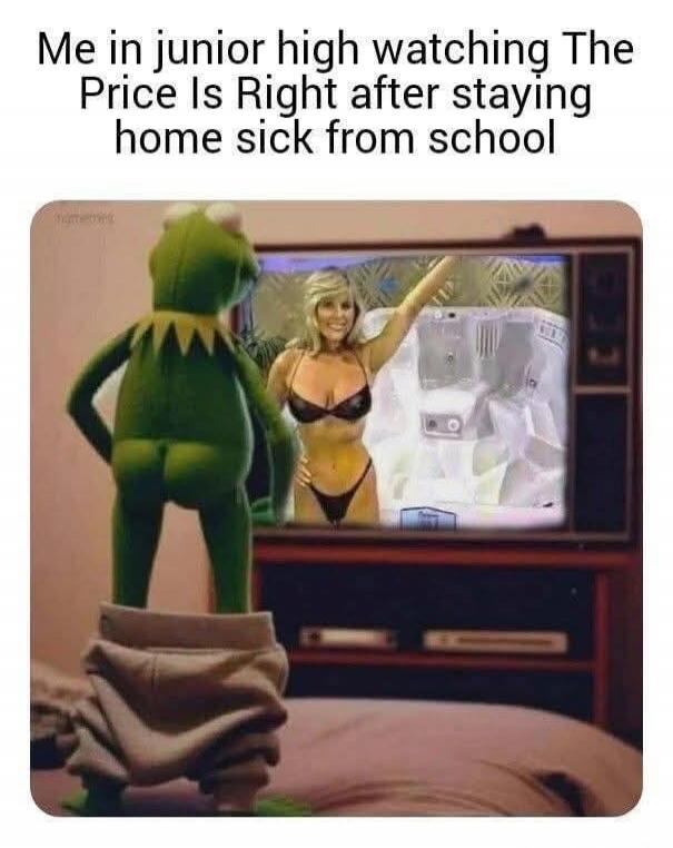 Me in junior high watching The Price Is Right after staying home sick from school