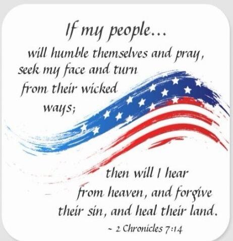 If my people... will humble themselves and pray, seek my face and turn from their wicked ways; then will I hear from heaven, and forgive their sin, and heal their land. - 2 Chronicles 7:14