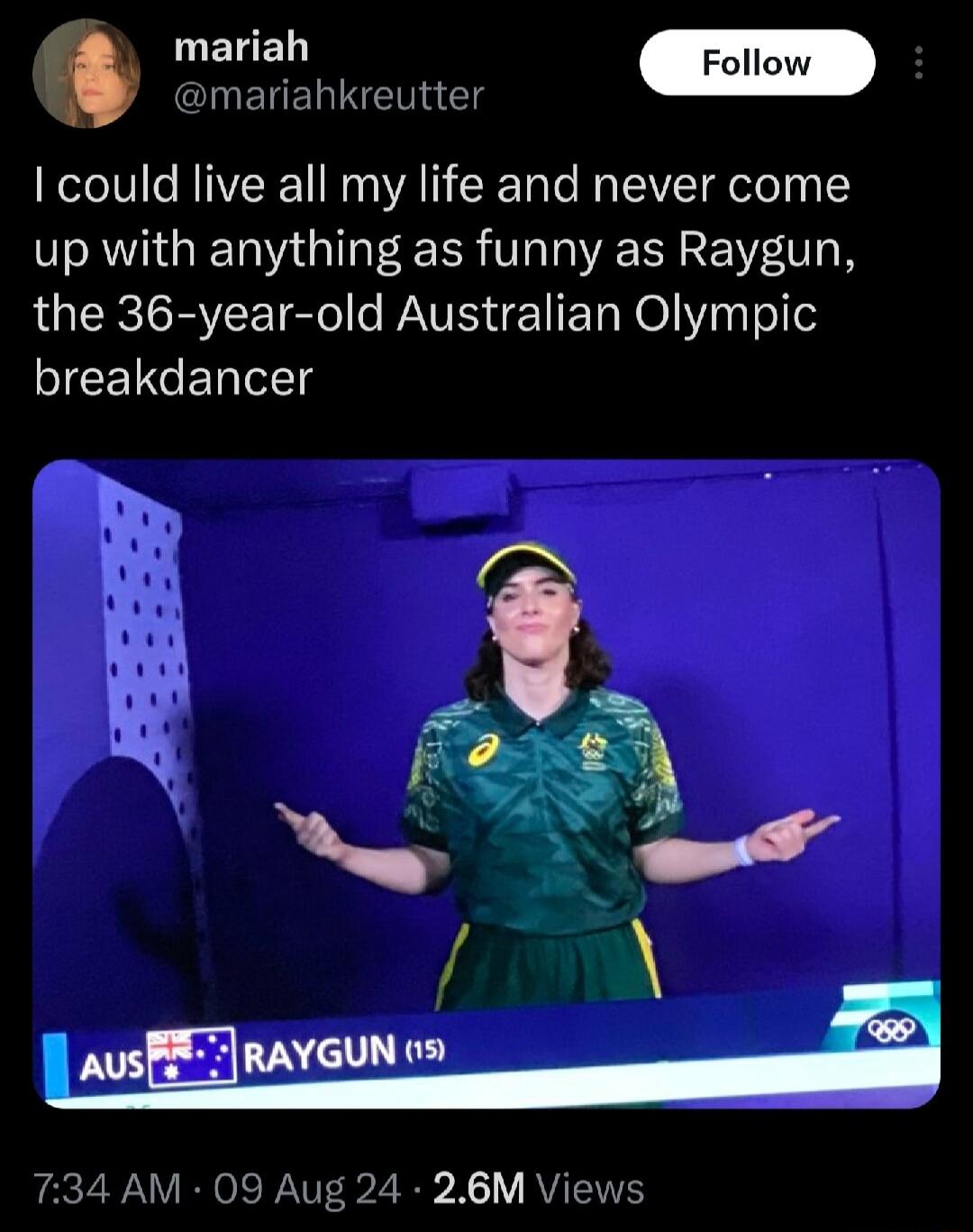 CluEHELIRET I could live all my life and never come up with anything as funny as Raygun the 36 year old Australian Olympic LICELGE i NL R RAYGUN 05 FEZY VRO RTERZ R X Y RYTEITE