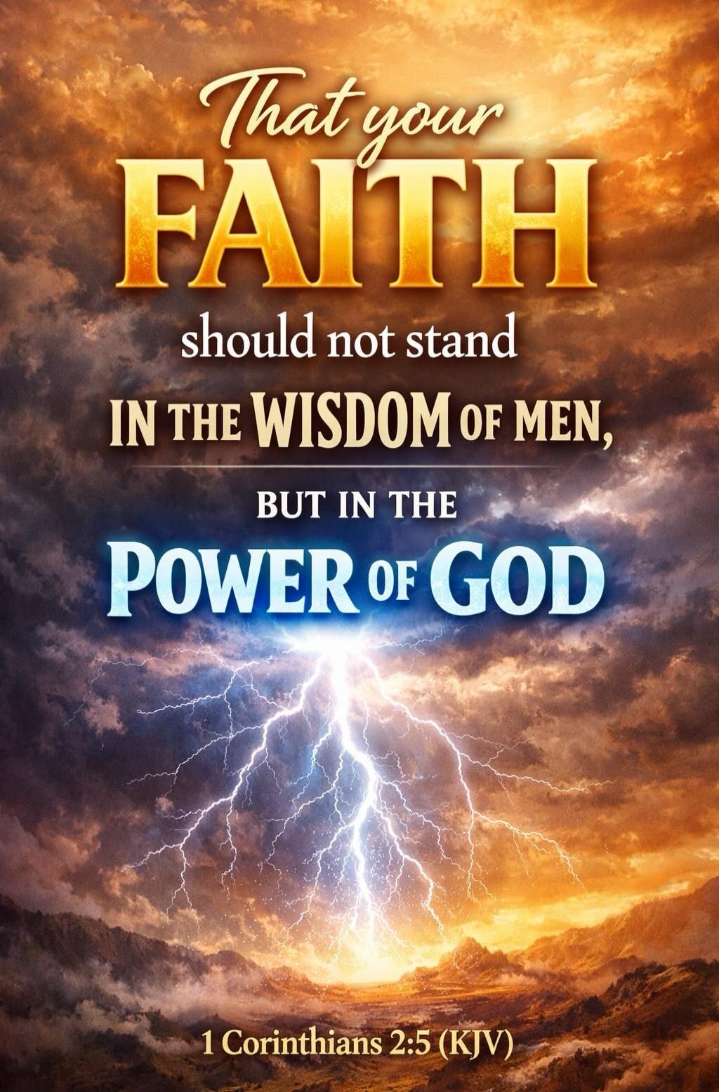 That your FAITH should not stand IN THE WISDOM OF MEN, BUT IN THE POWER OF GOD 1 Corinthians 2:5 (KJV)