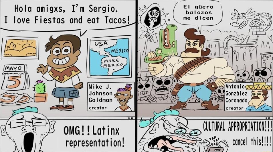 Hola amigxs Im Sergio 1 love Fiestas and eat Tacos OMG Lat inx representation