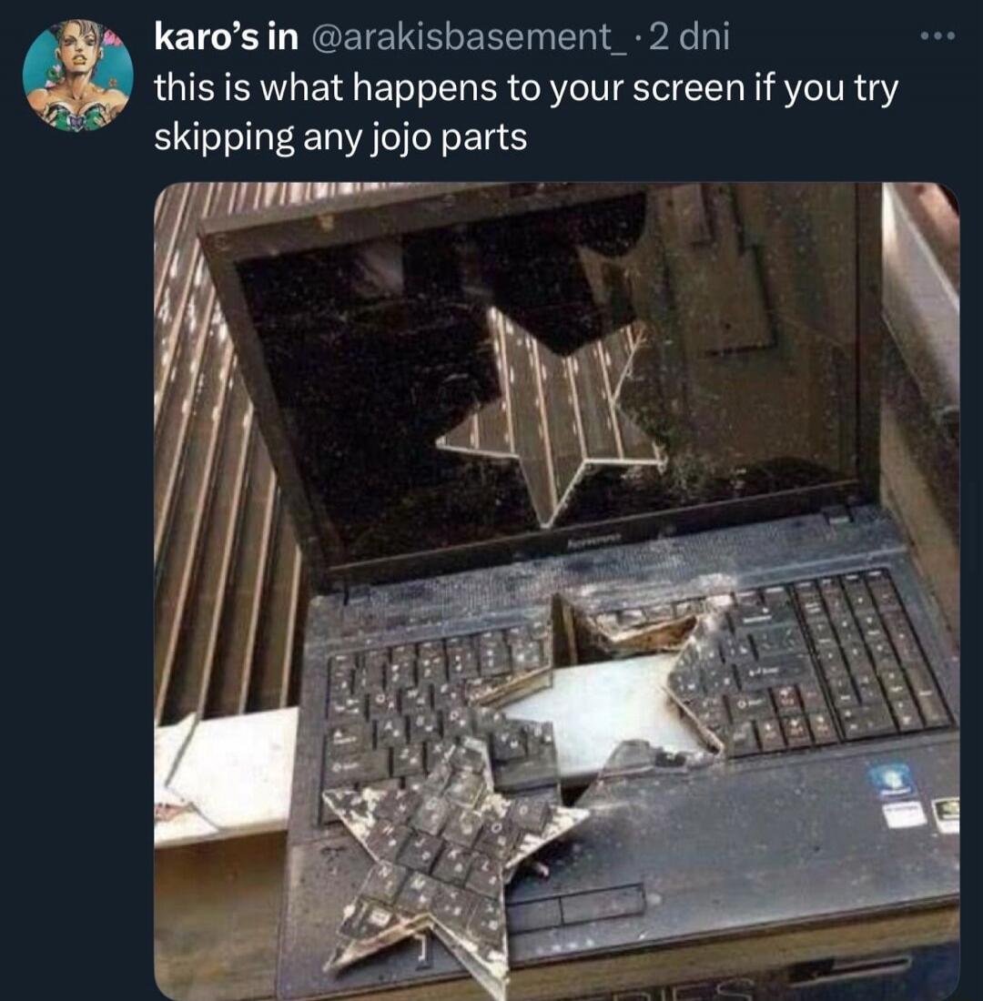 this is what happens to your screen if you try skipping any jojo parts