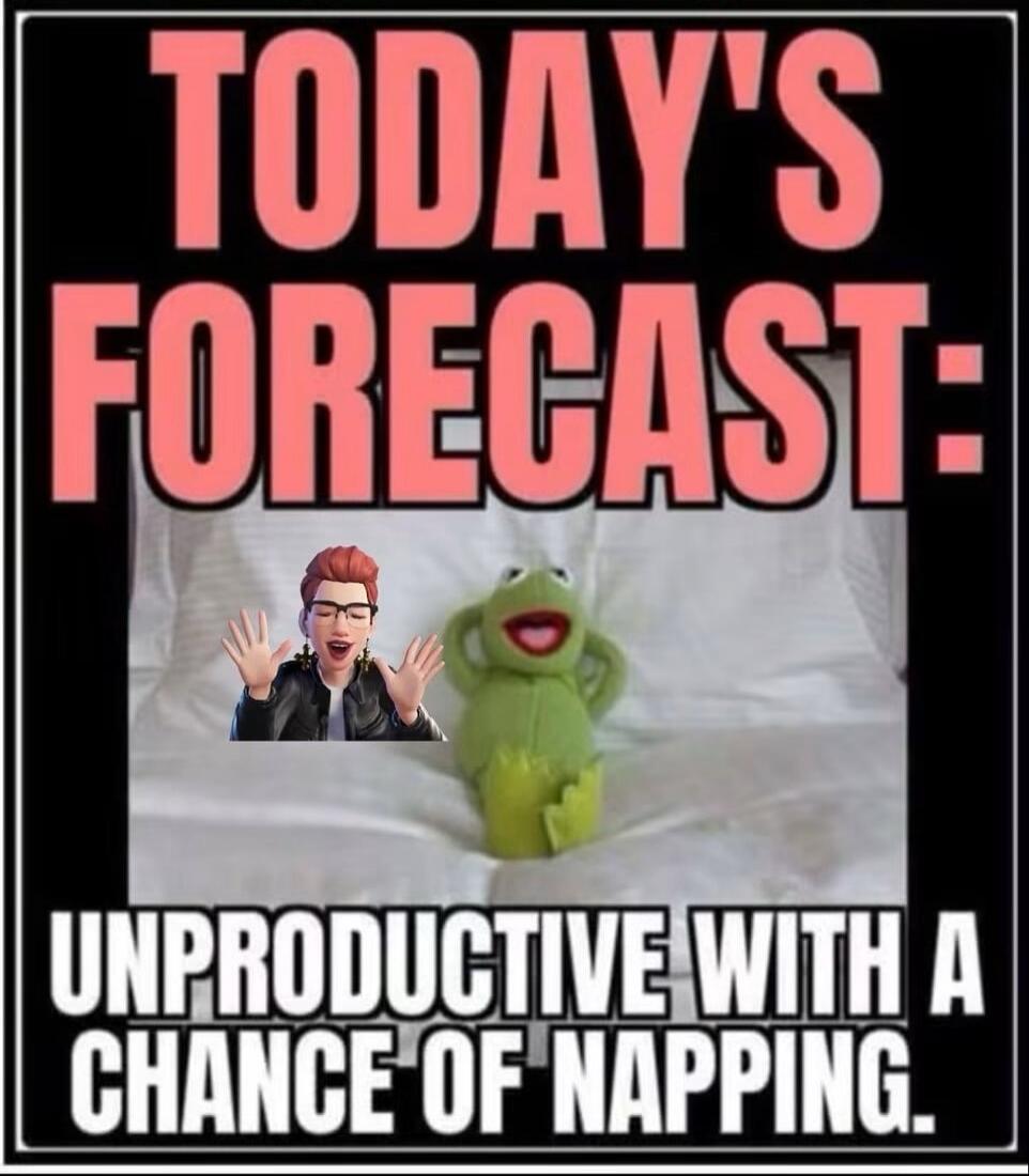 TODAY'S FORECAST: UNPRODUCTIVE WITH A CHANCE OF NAPPING.