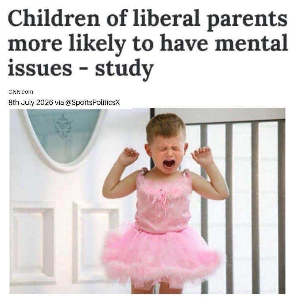 Children of liberal parents more likely to have mental issues - study CNN.com 8th July 2026 via @SportsPoliticsX