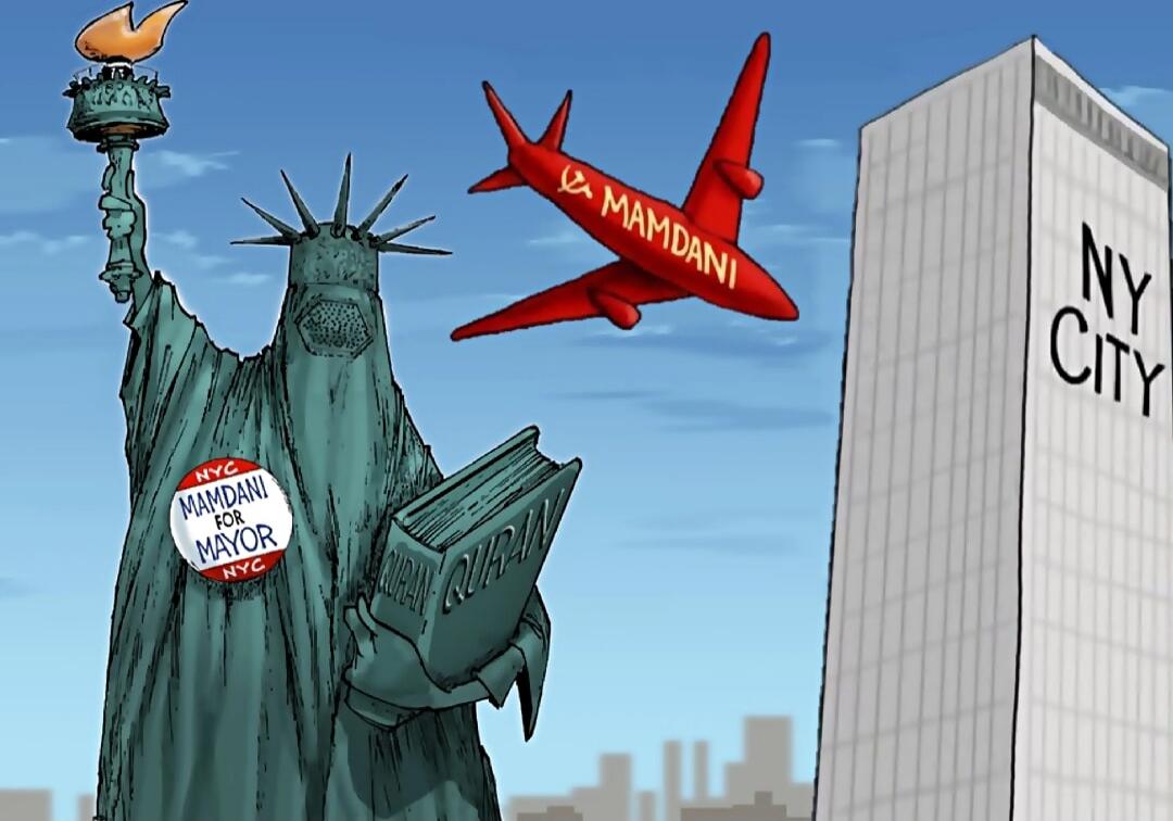 NY CITY
MAMDANI (on the red plane)
MAMDANI FOR MAYOR (on the Statue of Liberty badge)
