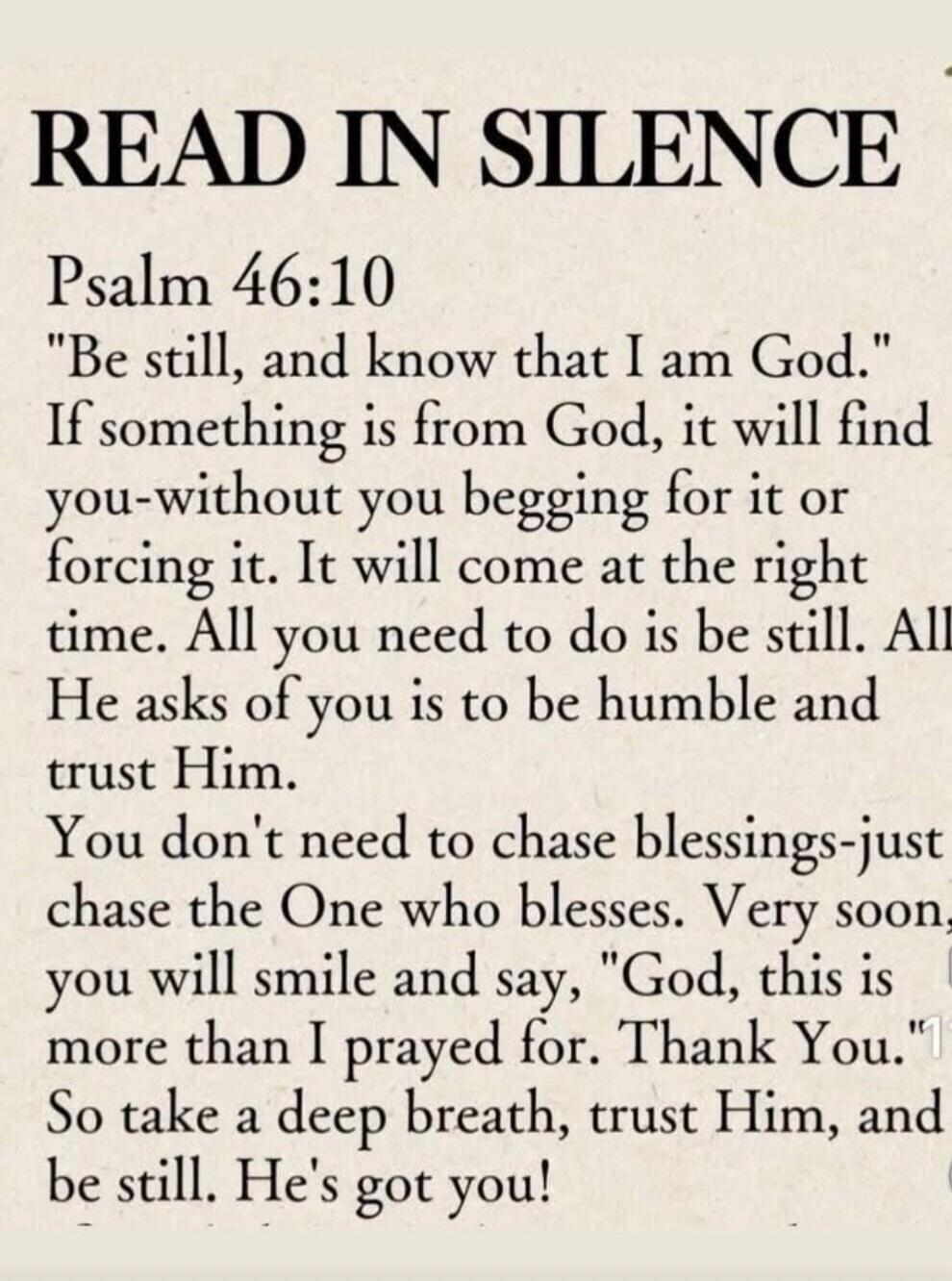 READ IN SILENCE Psalm 46:10 