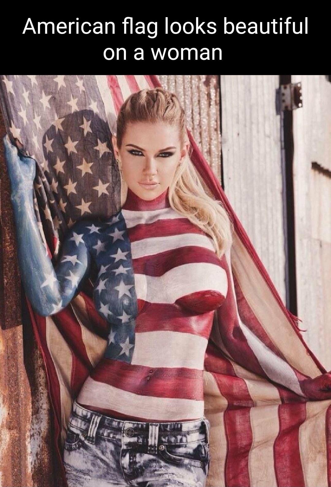 American flag looks beautiful on a woman