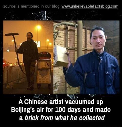 R I A Chinese artist vacuumed up EI LT DIV EVERL DR a brick from what he collected