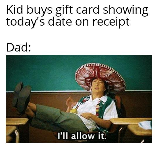 Kid buys gift card showing todays date on receipt LTIy o AL G i