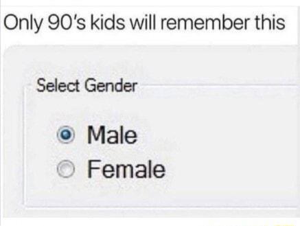 Only 90s kids will remember this Select Gender Male Female