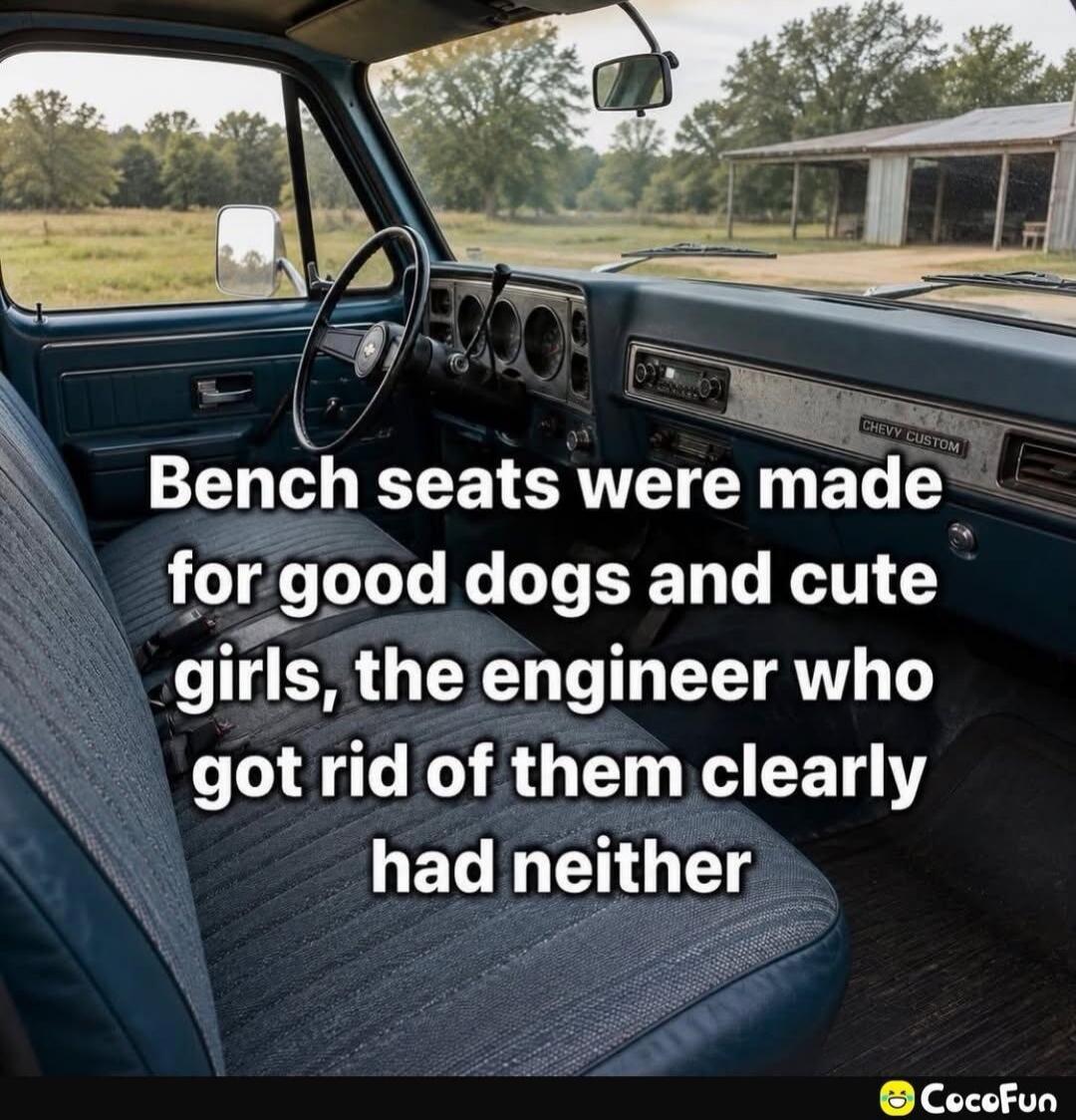 Bench seats were made for good dogs and cute girls, the engineer who got rid of them clearly had neither