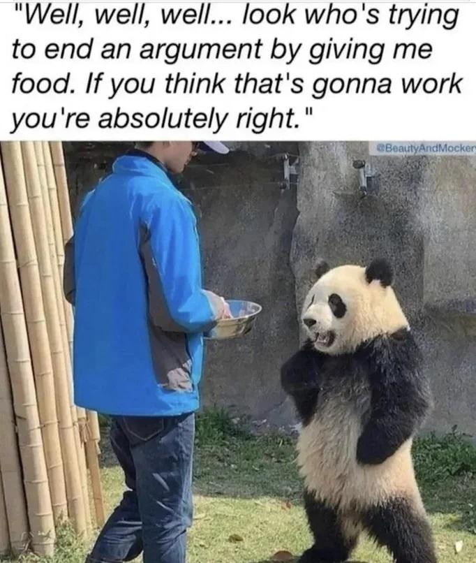 Well well well look whos trying to end an argument by giving me food If you think thats gonna work youre absolutely right