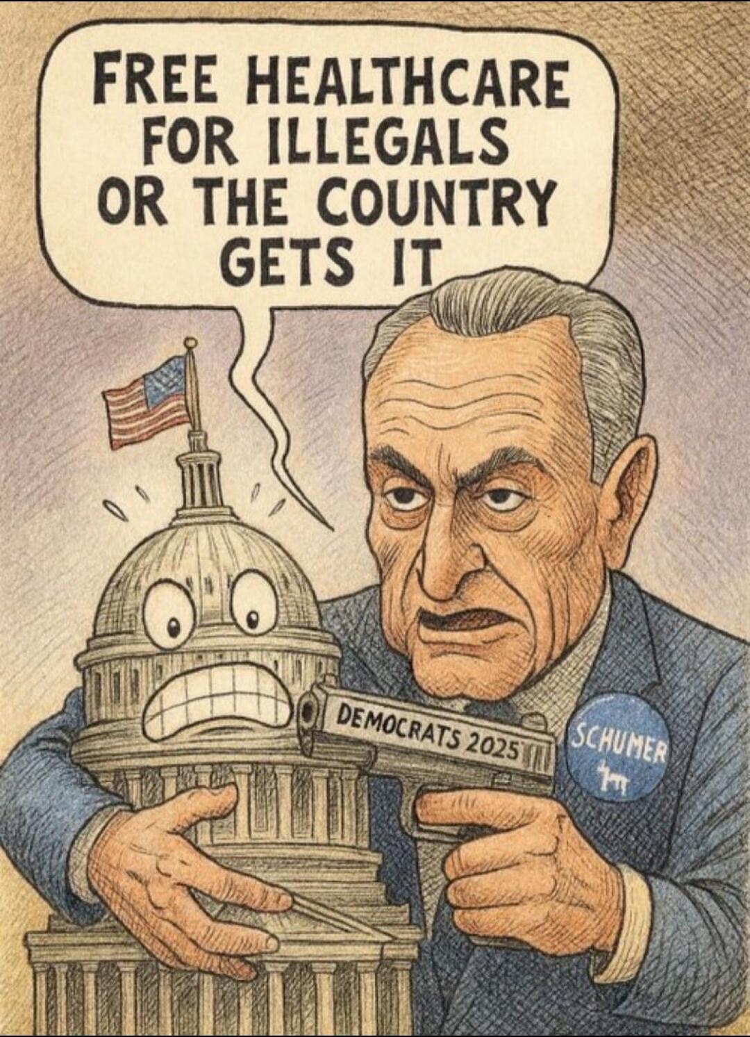 FREE HEALTHCARE FOR ILLEGALS OR THE COUNTRY GETS IT
DEMOCRATS 2025
NAME ON BADGE REDACTED