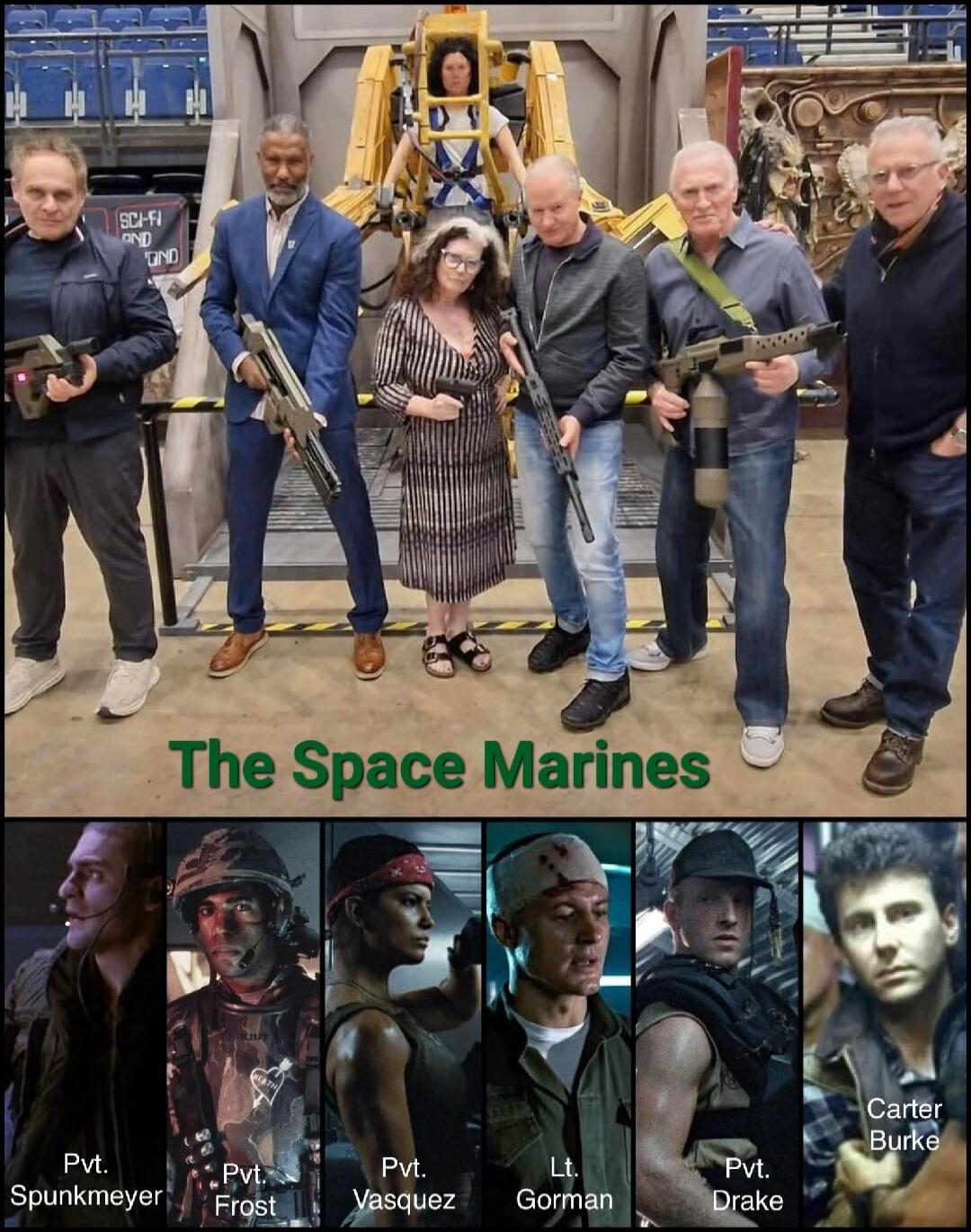 The Space Marines
Pvt. Spunkmeyer
Pvt. Frost
Pvt. Vasquez
Lt. Gorman
Pvt. Drake
Carter Burke