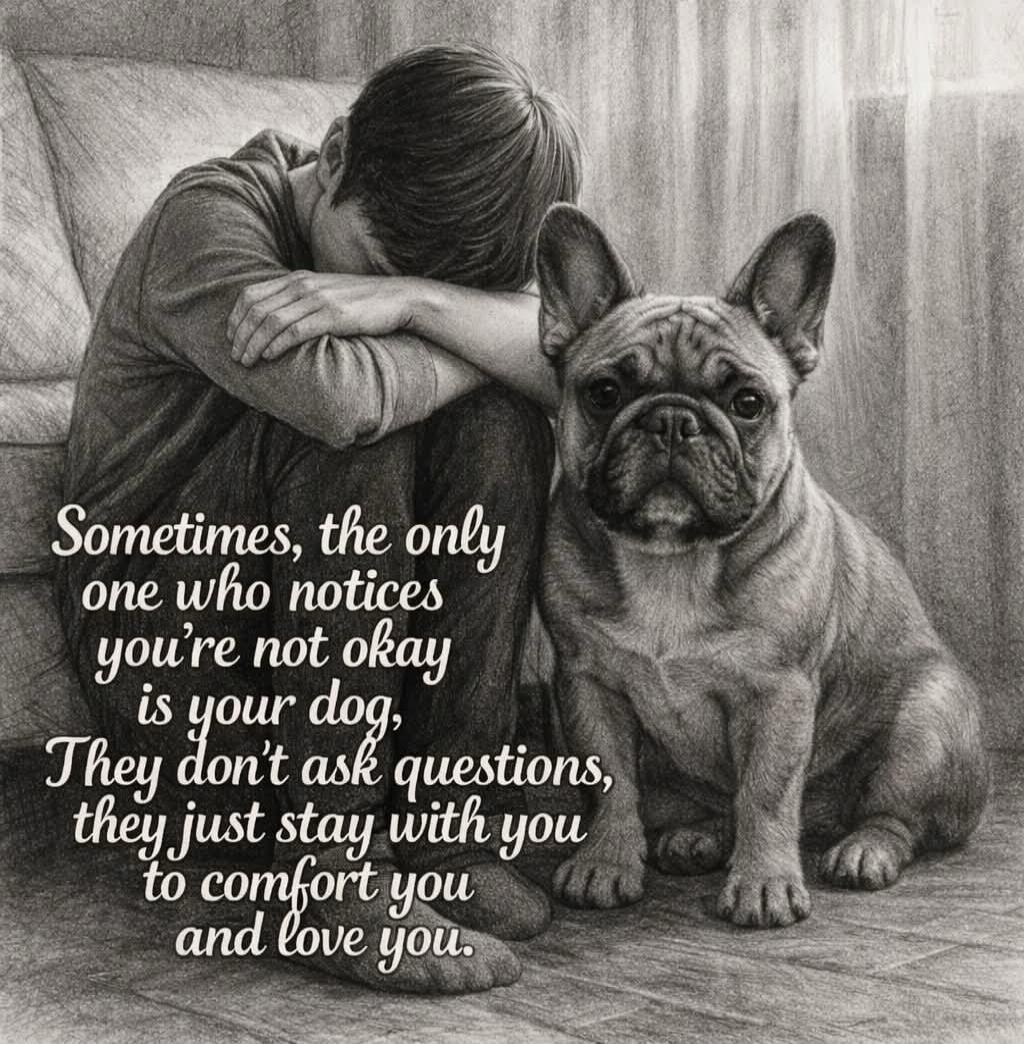 Sometimes, the only one who notices you're not okay is your dog, They don't ask questions, they just stay with you to comfort you and love you.