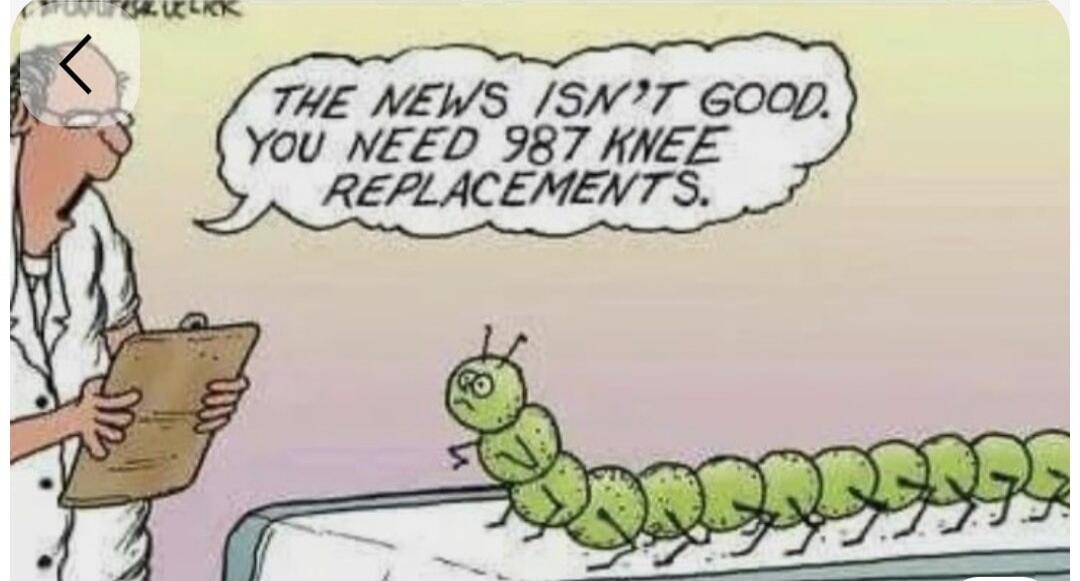THE NEWS ISN'T GOOD. YOU NEED 987 KNEE REPLACEMENTS.