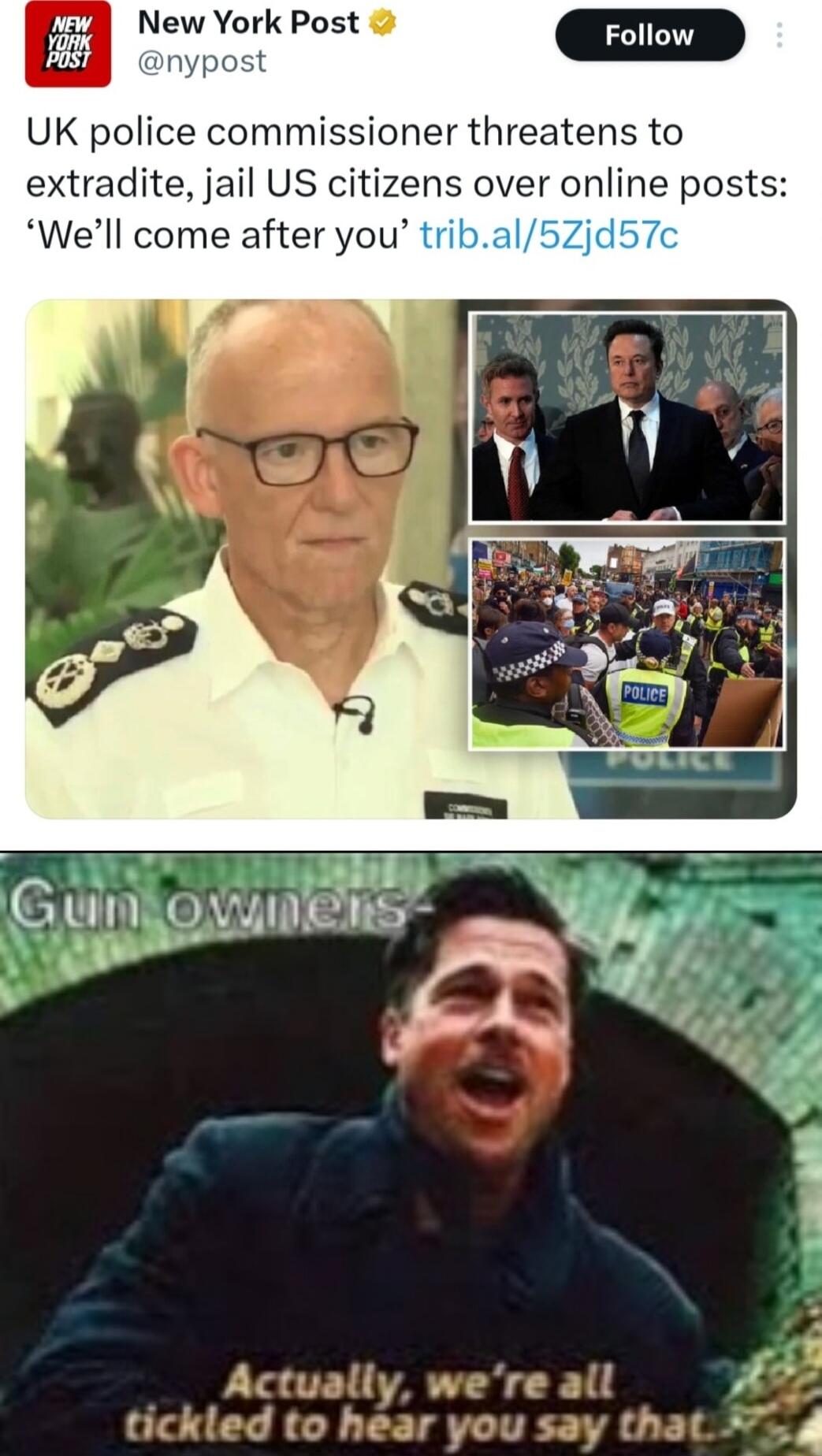 UK police commissioner threatens to extradite jail US citizens over online posts Well come after you